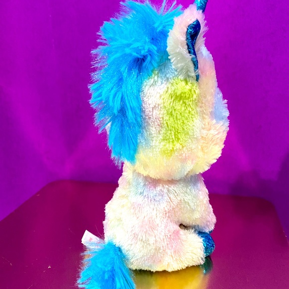 TYSILK BEANIE BOO BLITZ UNICORN SPARKLE BLUE EYES HOOVES & HORN TIE DYE  BODY - Picture 5 of 15